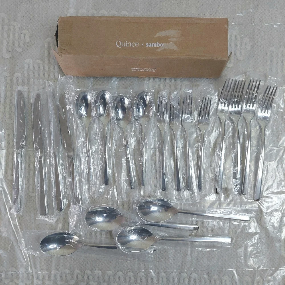 NEW! Quince- Sambonet Gia Minimalist 40 Piece Stainless Steel Flatware Set!(Z21)
